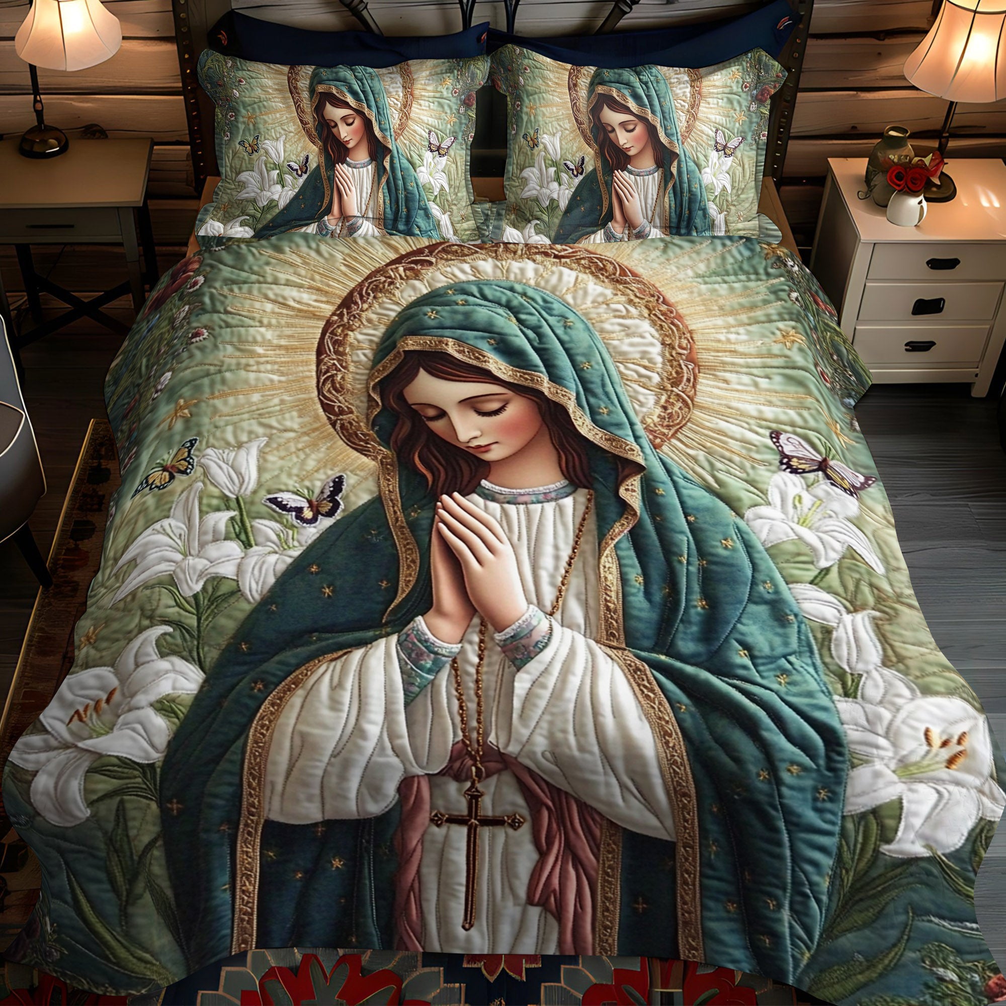 Eternal Purity 3-Piece Quilted Bedding Set NCU0NT1779