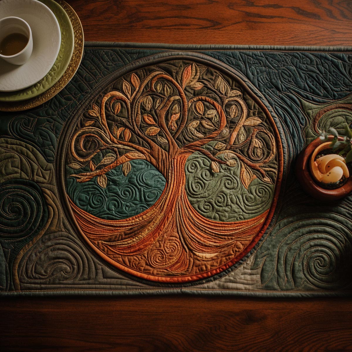 Eternal Roots Quilted Table Runner NCU0DV1834