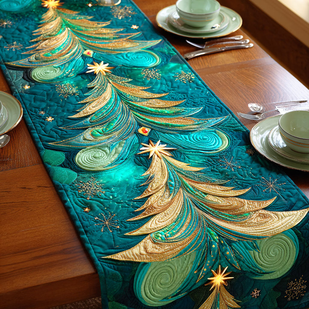 Evergreen Glow Quilted Table Runner NCU0NTD533