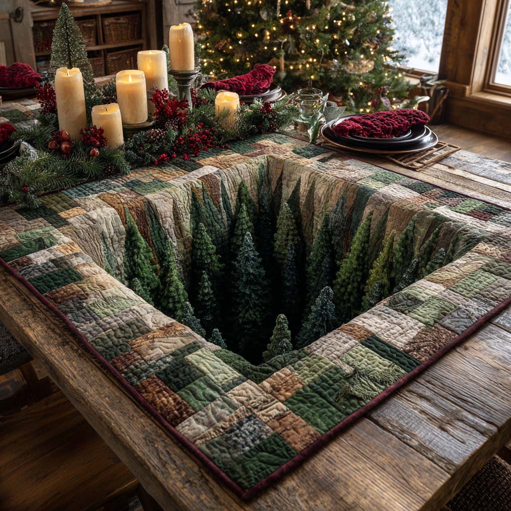 Evergreen Hollow Quilted Table Topper NCU0NXD335