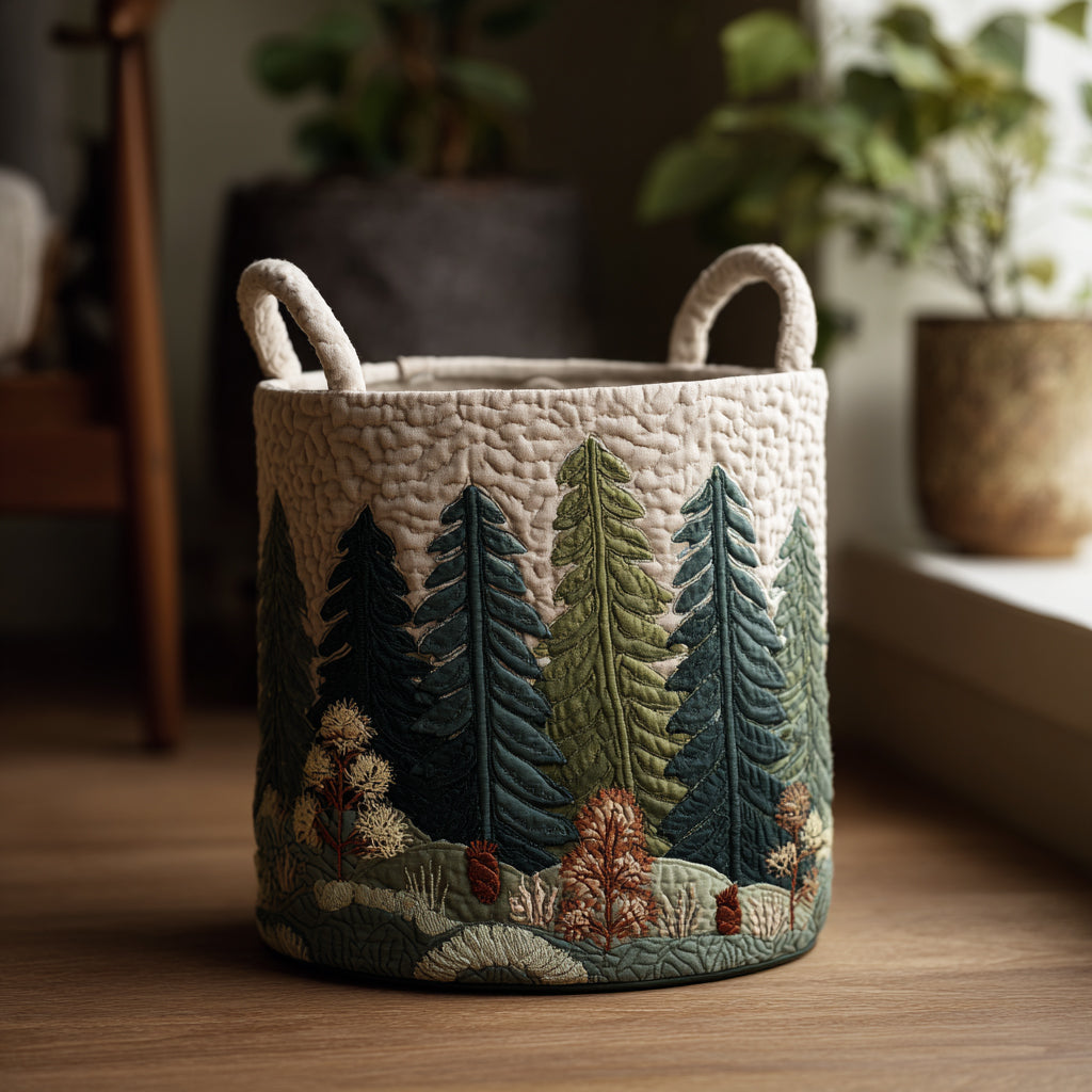 Evergreen Rise Quilted Laundry Basket NCU0DV1665