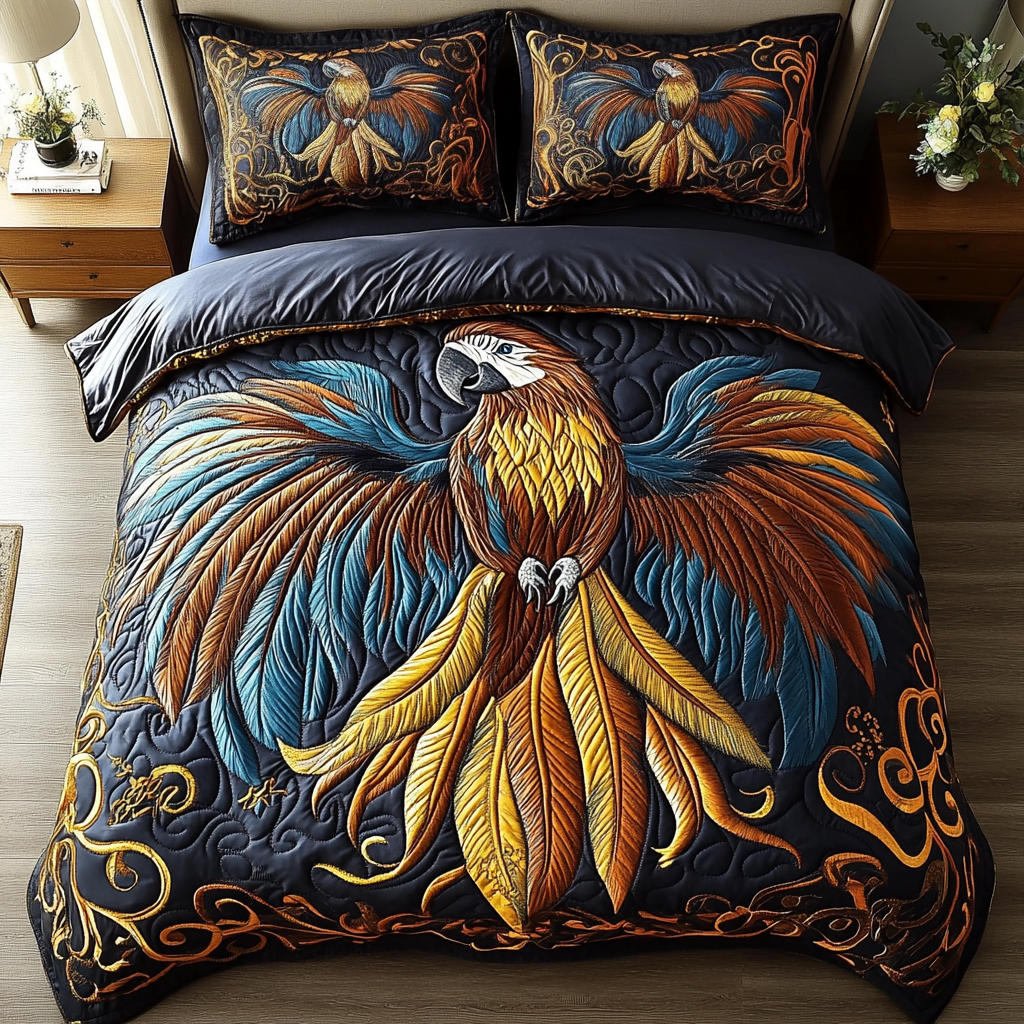 Exotic Screech 3-Piece Quilted Bedding Set NCU0DDK155