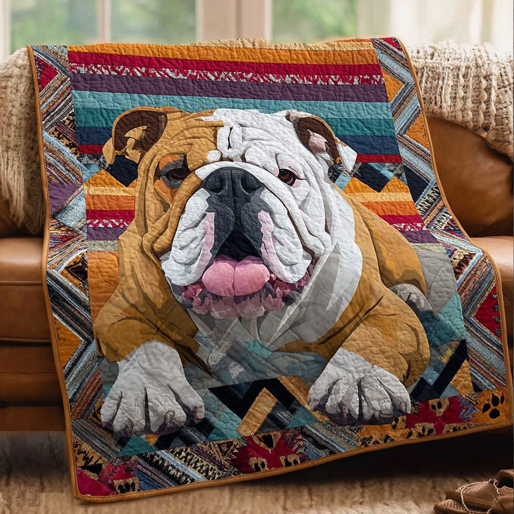 Faithful Friend Bulldog Quilted Blanket NCU0PTT2652
