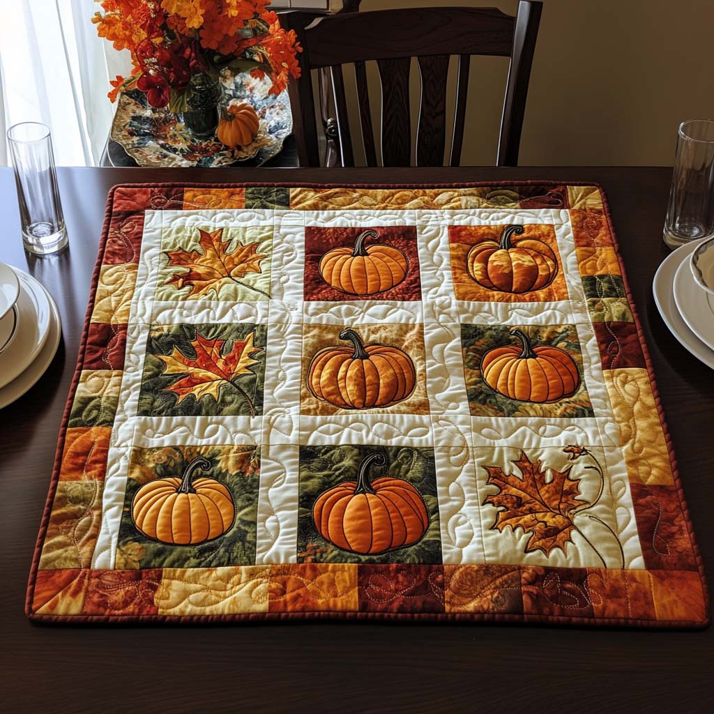 Fall Gathering Joy Quilted Table Topper NCU0NNT1026