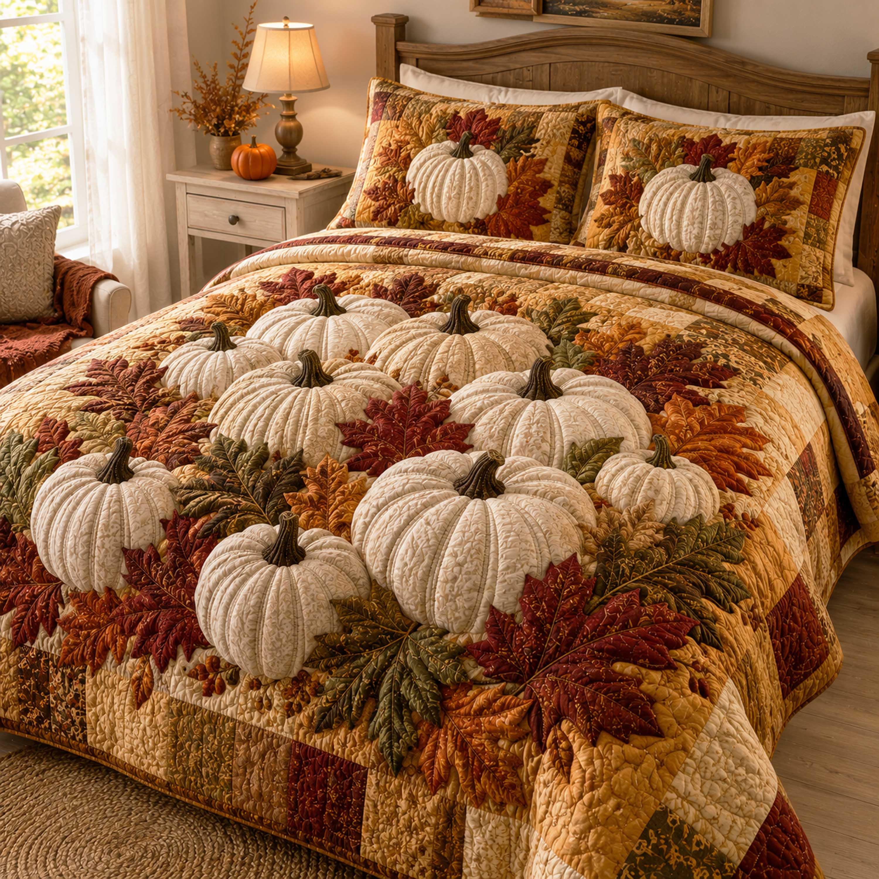 Fall Harvest 3-Piece Quilted Bedding Set NCU0NTD2071