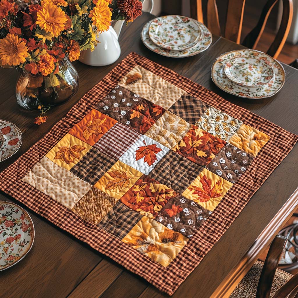 Falling Leaf Trail Quilted Table Topper NCU0NNT1025