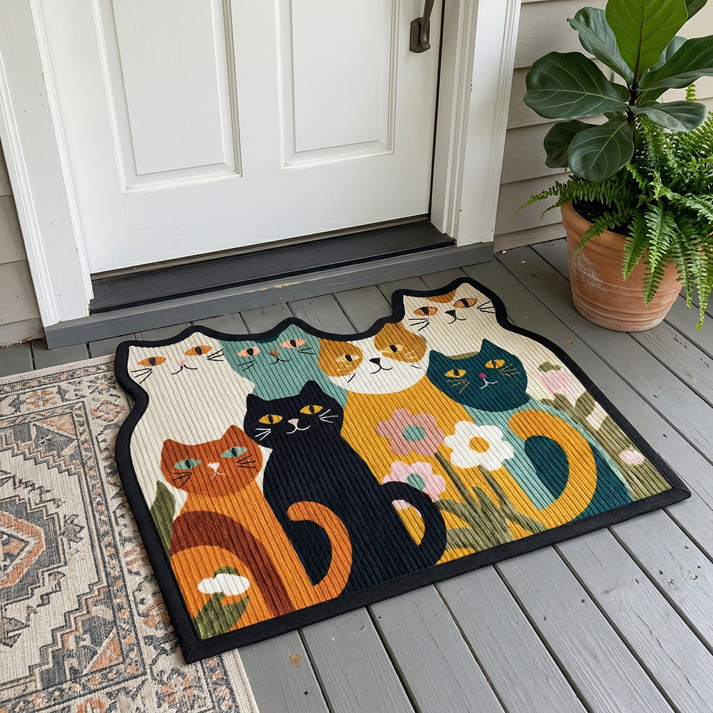 Farmhouse Feline Custom Shape Doormat NCU0PTT3045