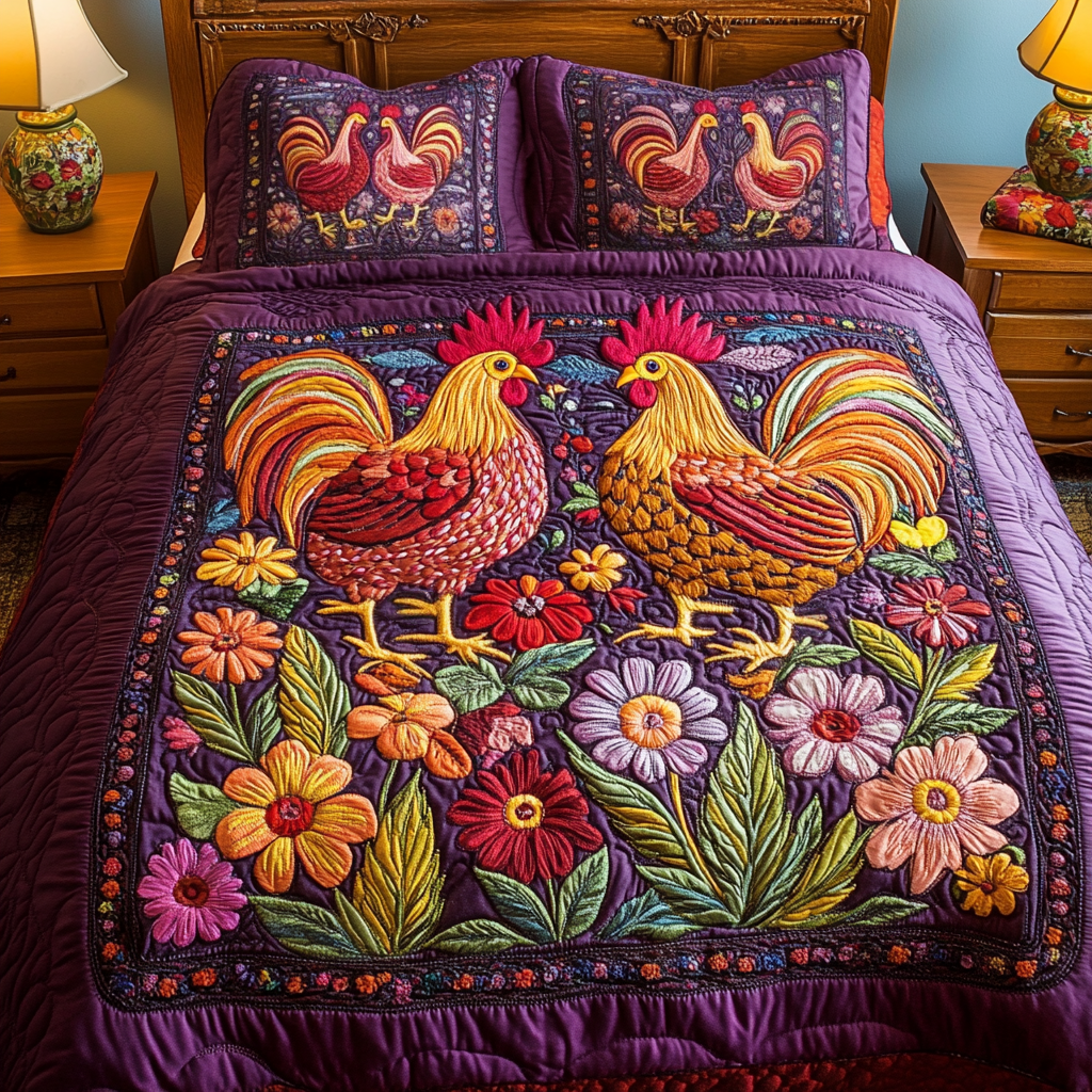 Farmyard Charm 3-Piece Quilted Bedding Set NCU0NVH015
