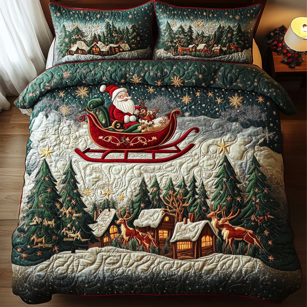 Father Christmas Bliss 3-Piece Quilted Bedding Set NCU0DDK085