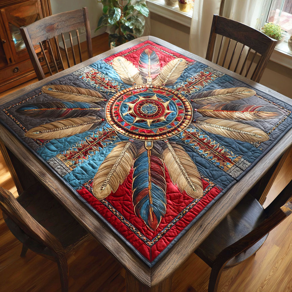 Feather Circle Quilted Table Topper NCU0NTD292