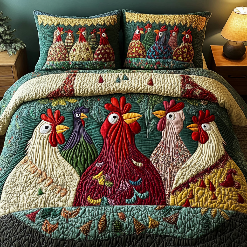 Feathered Friends 3-Piece Quilted Bedding Set NCU0VH744
