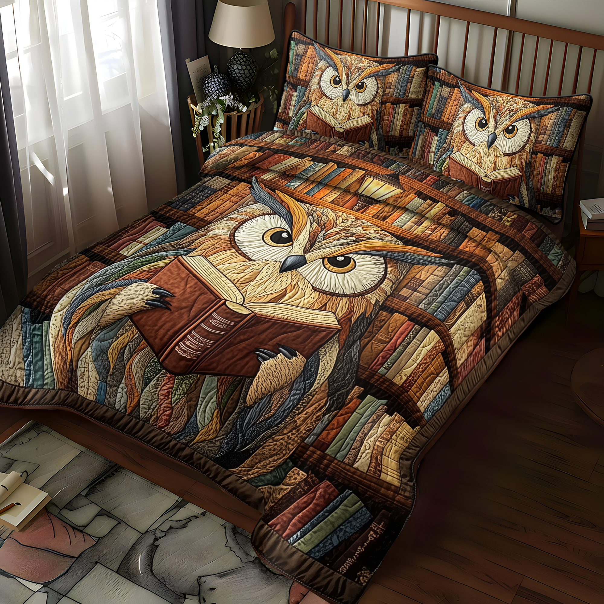 Feathers and Fiction 3-Piece Quilted Bedding Set NCU0DK1352