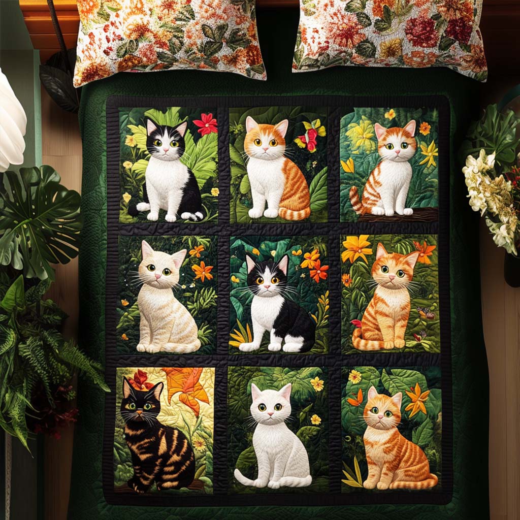 Feline Fancy Fun 3-Piece Quilted Bedding Set NCU0NNT915