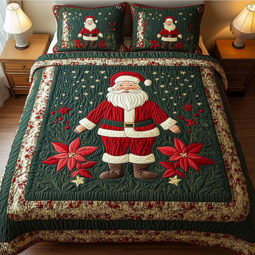 Festive Claus Magic 3-Piece Quilted Bedding Set NCU0DK2053