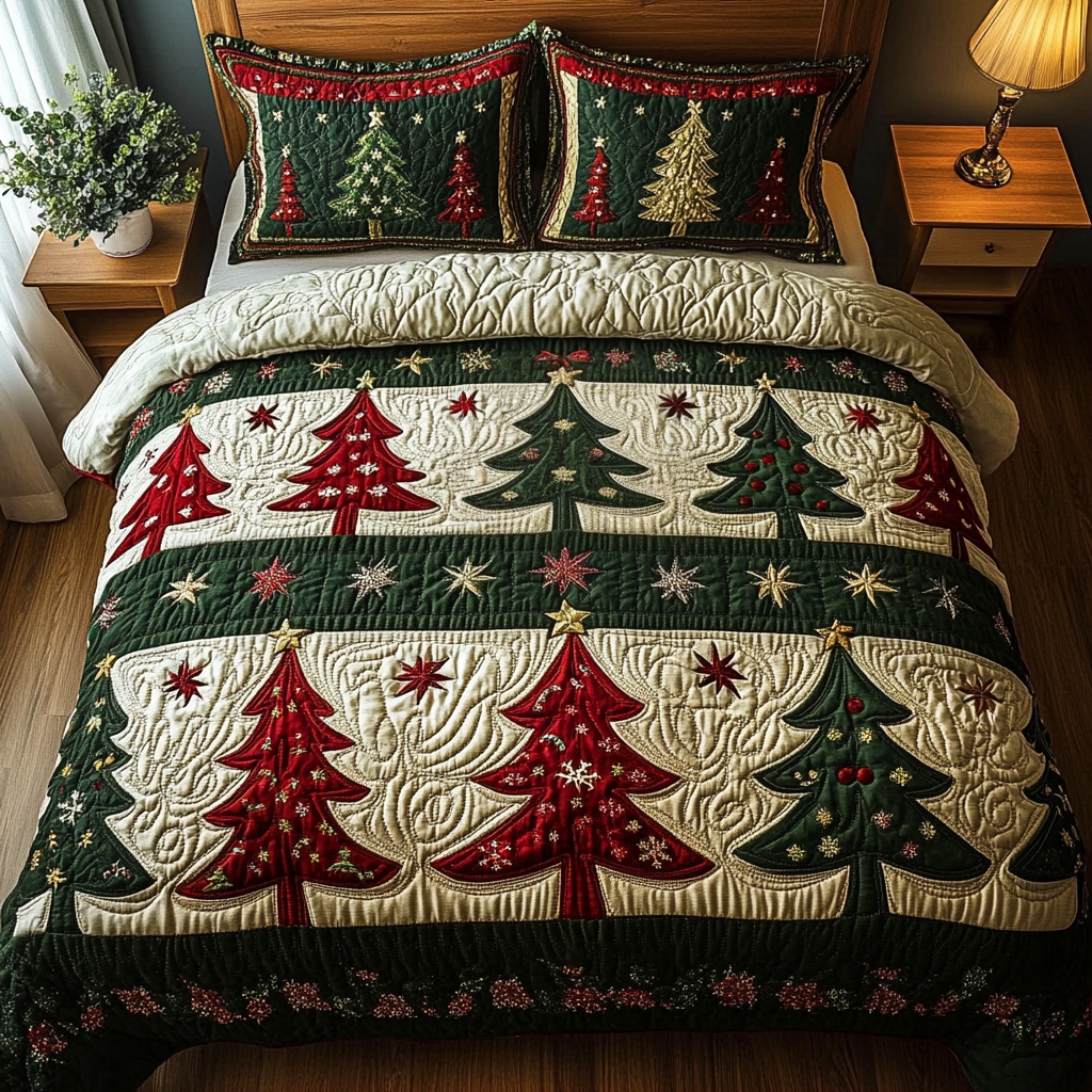 Festive Forest 3-Piece Quilted Bedding Set NCU0VH476