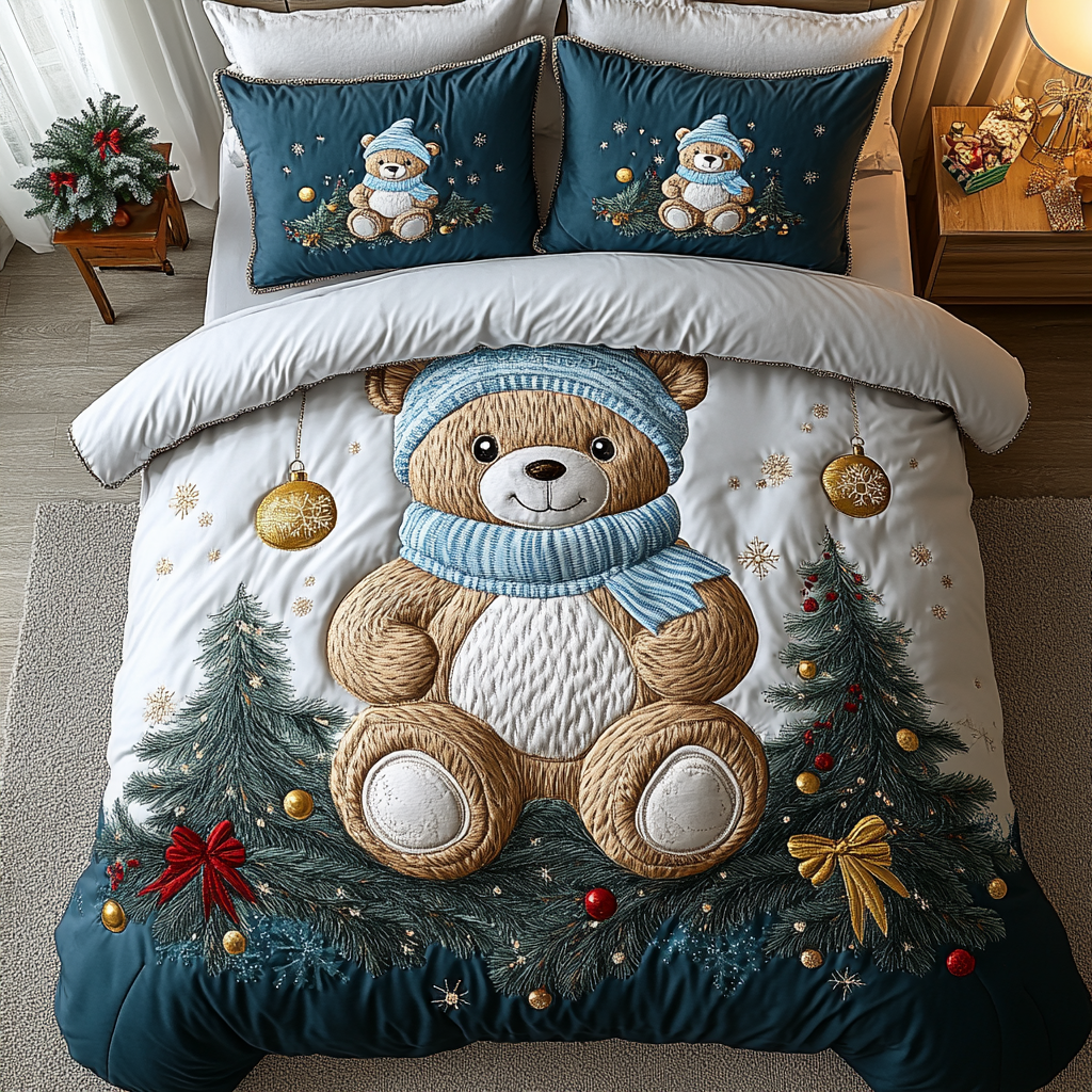 Festive Forest Friend 3-Piece Quilted Bedding Set NCU0DK2583