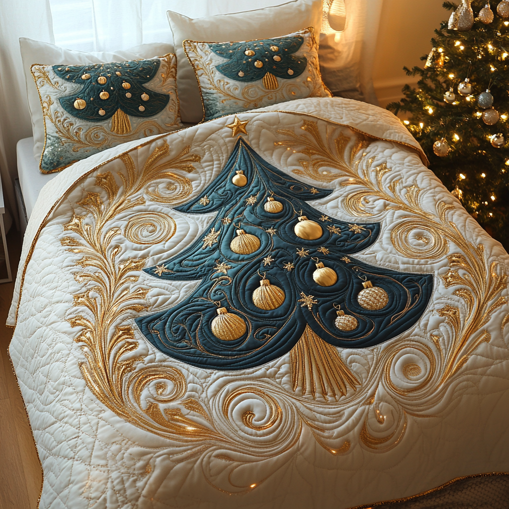 Festive Forest Lights Quilted Bedding Set NCU0DV024