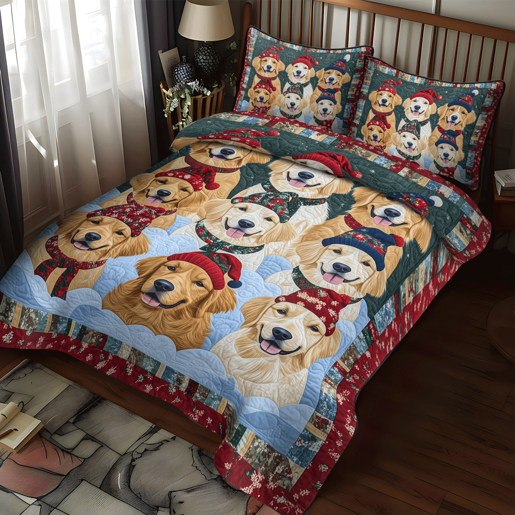 Festive Furry Friends 3-Piece Quilted Bedding Set NCU0TH1626