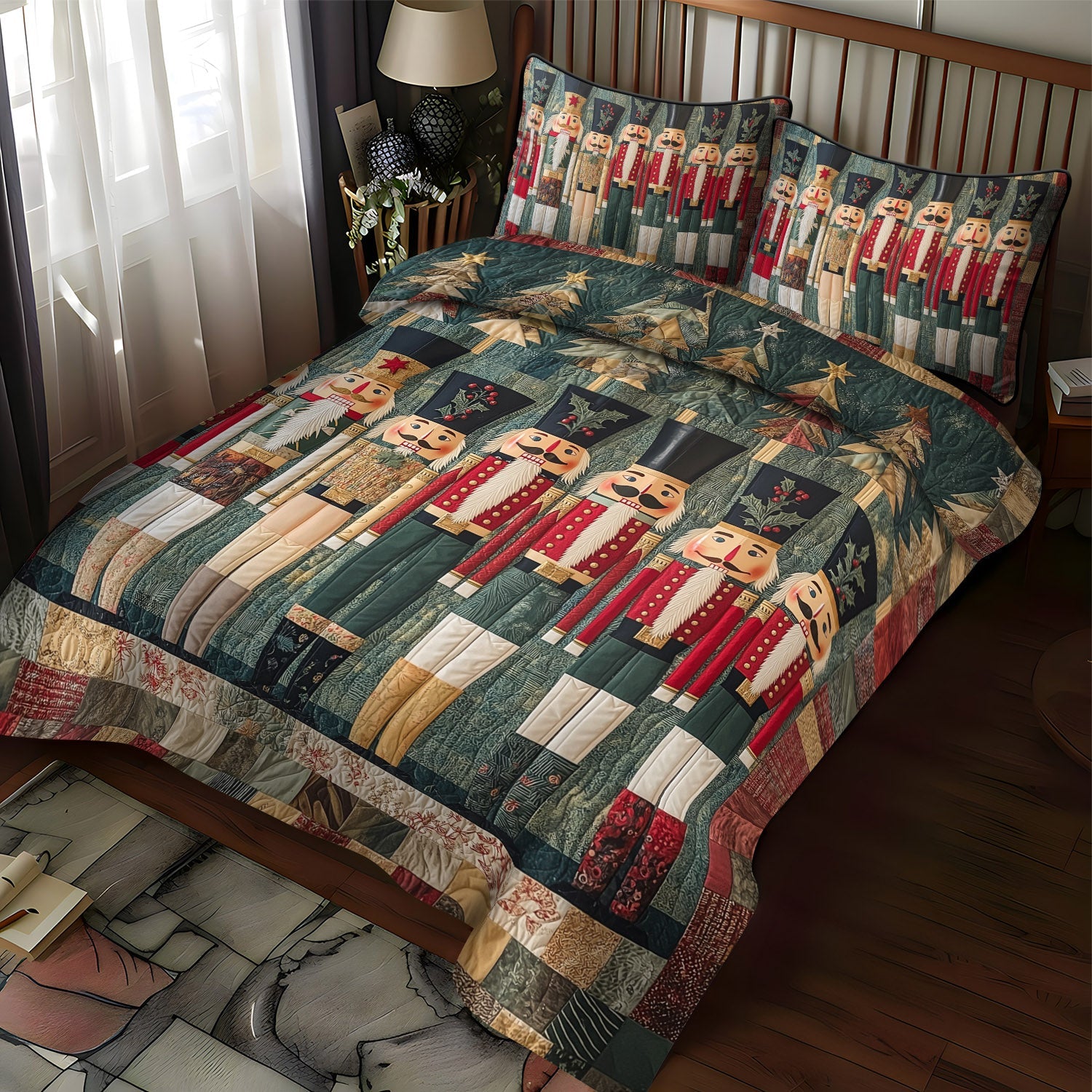 Festive Nutcracker 3-Piece Quilted Bedding Set NCU0TL1599