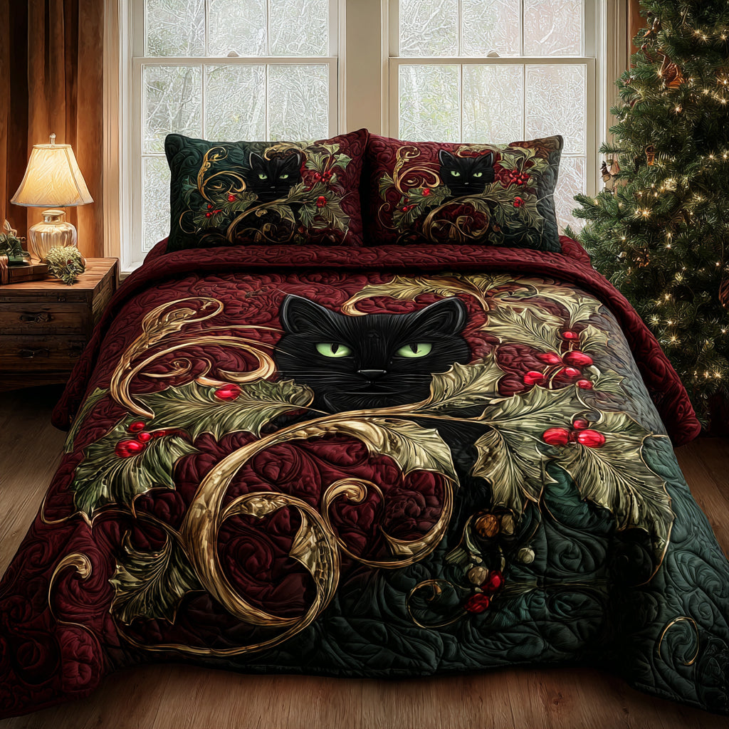 Festive Paws 3-Piece Quilted Bedding Set NCU0DV1298