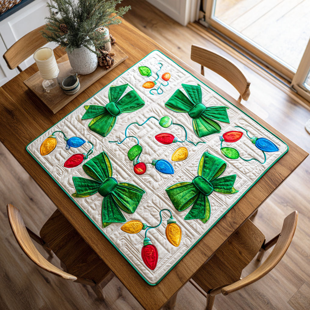 Festive Ribbon Quilted Table Topper NCU0NTD252