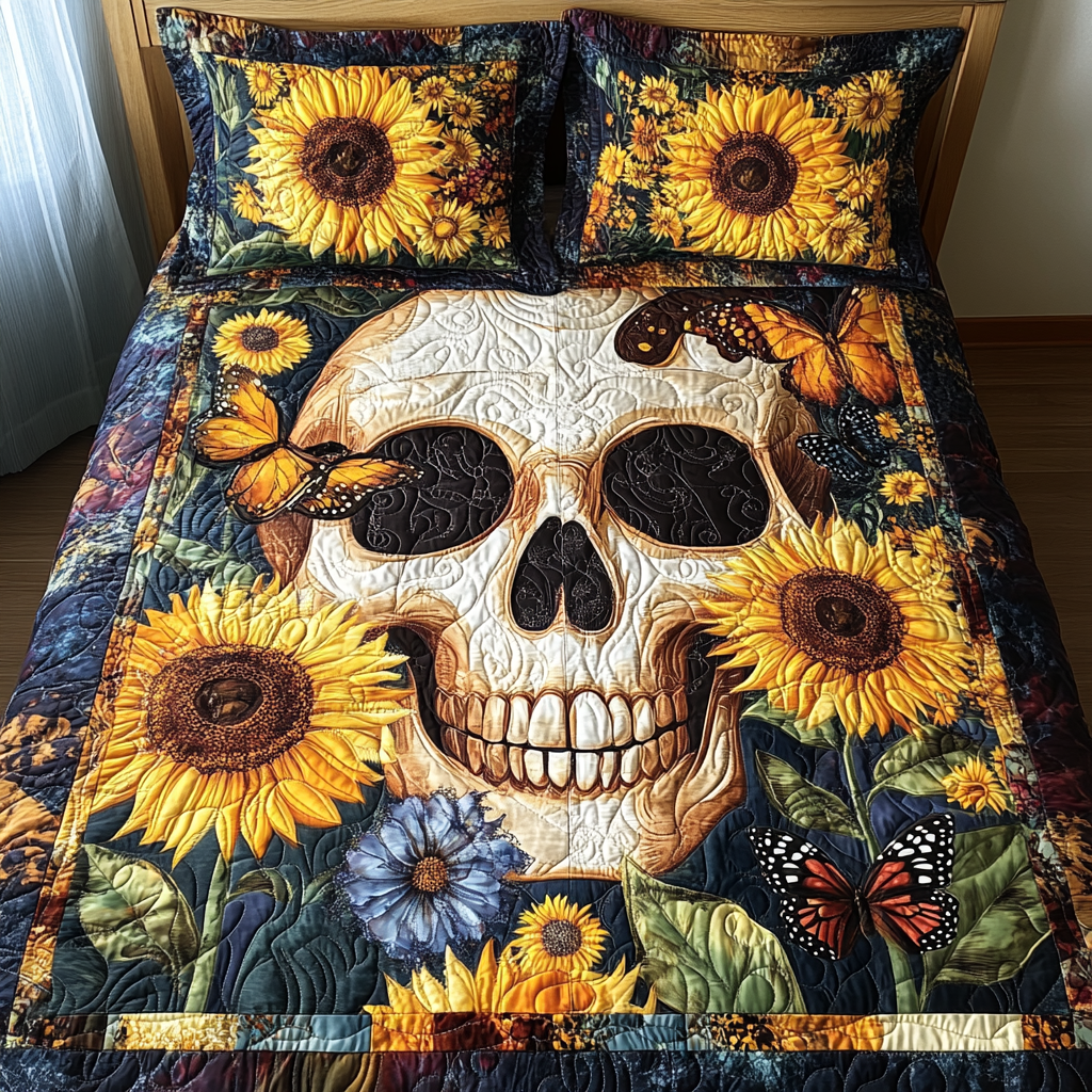 Fiesta Skull Vibes 3-Piece Quilted Bedding Set NCU0TL1921