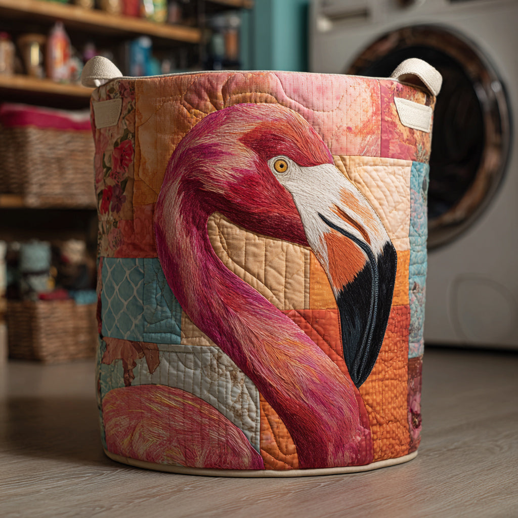 Flamingo Portrait Quilted Laundry Basket NCU0HNH093