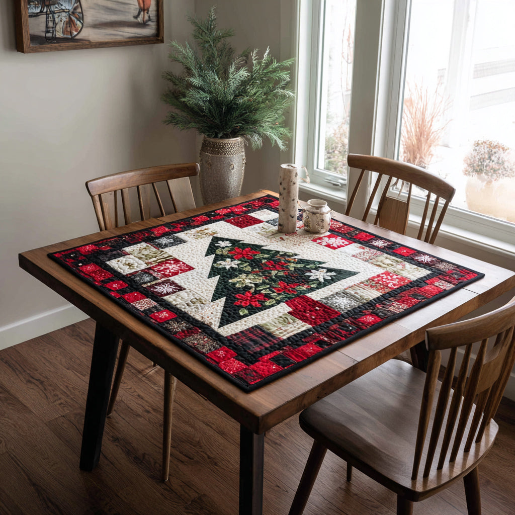 Floral Christmas Tree Quilted Table Topper NCU0HNH158