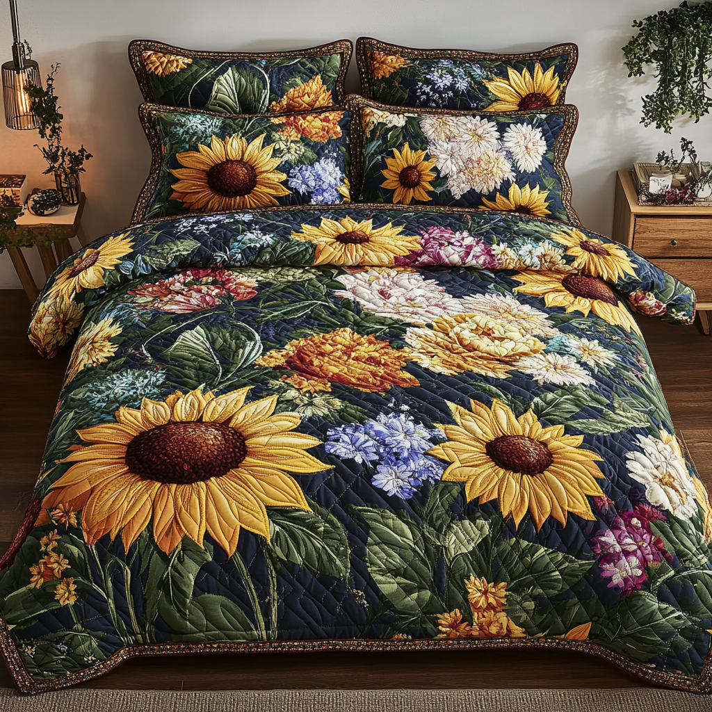 Floral Dream 3-Piece Quilted Bedding Set NCU0DDK443