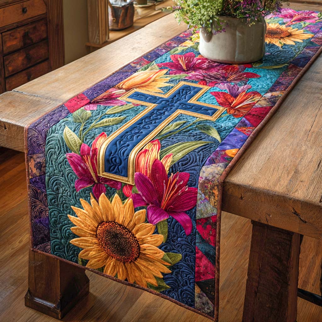 Floral Faith Quilted Table Runner NCU0NXD502