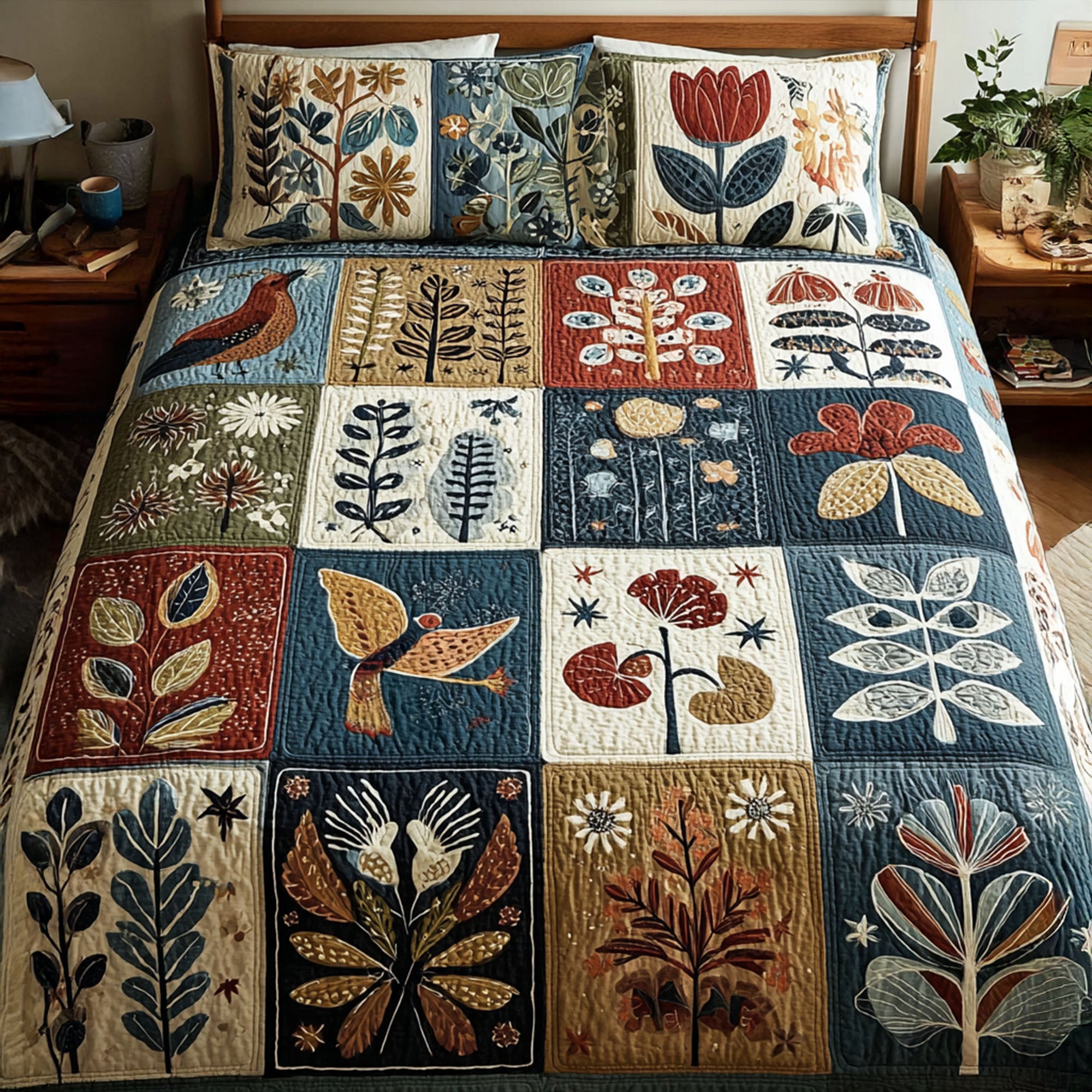 Floral Harmony 3-Piece Quilted Bedding Set NCU0PTT561