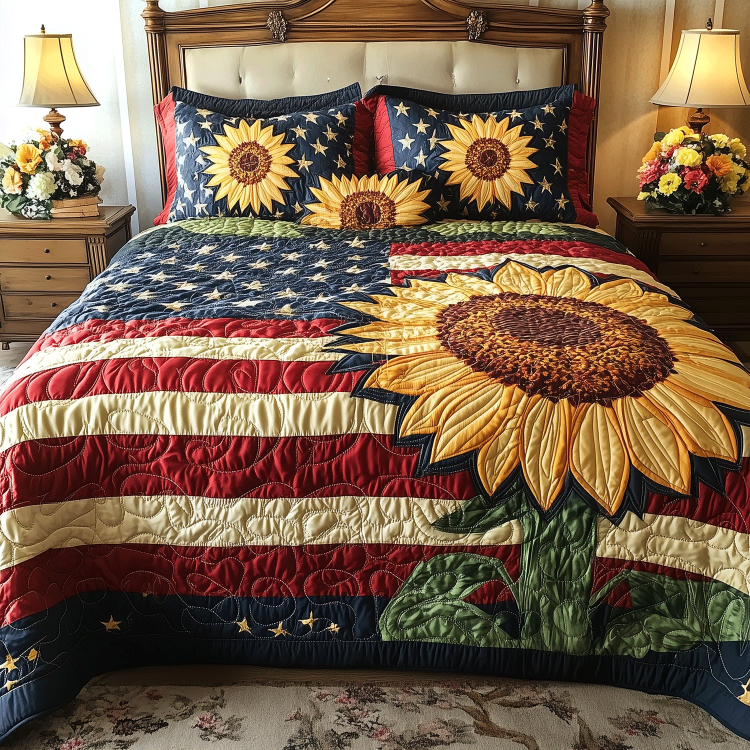 Floral Pride 3-Piece Quilted Bedding Set NCU0TH2093