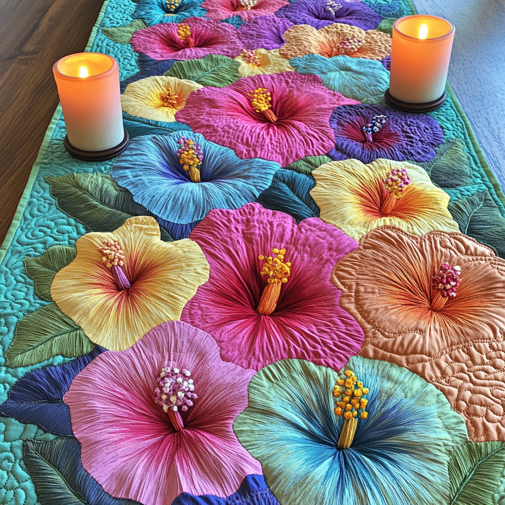 Floral Serenity Quilted Table Runner NCU0NVH356