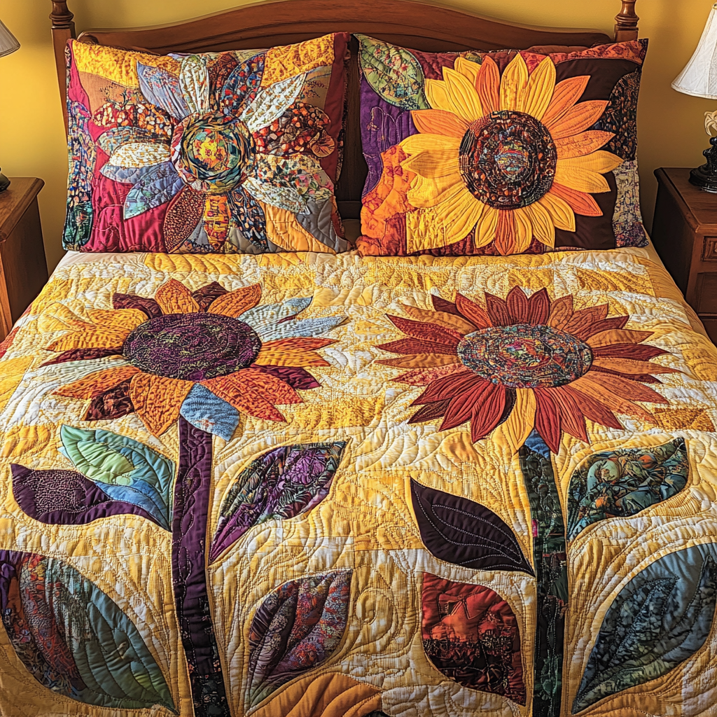 Floral Whimsy 3-Piece Quilted Bedding Set NCU0TL1951
