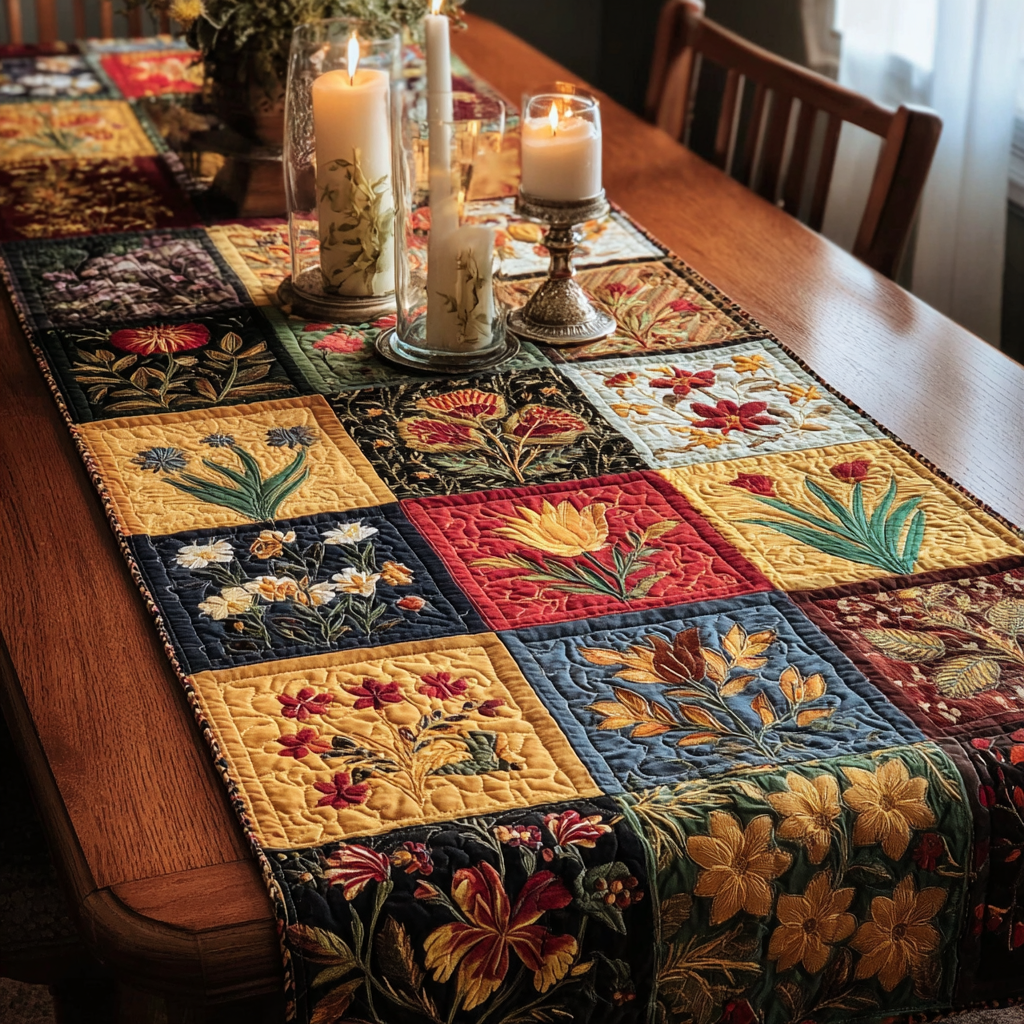 Flower Lane Quilted Table Runner NCU0NVH895