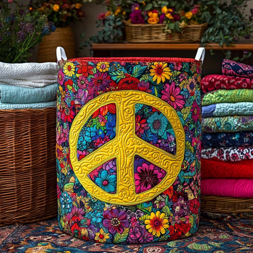 Flower Power Quilted Laundry Basket NCU0NXD183