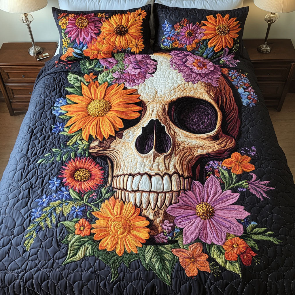 Flowered Fusion 3-Piece Quilted Bedding Set NCU0PT2064