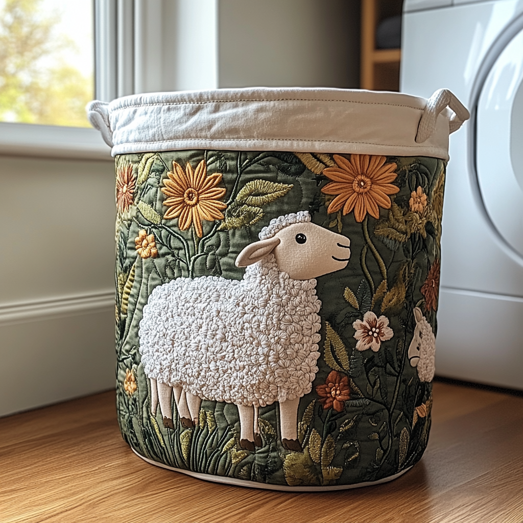 Fluffy Sheep Quilted Laundry Basket NCU0DDK707