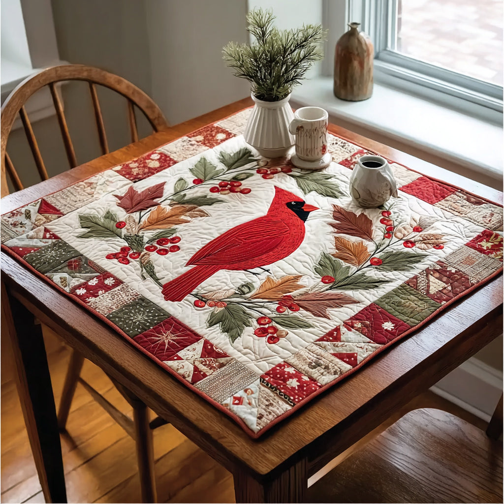 Foliage Cardinal Quilted Table Topper NCU0HNH027