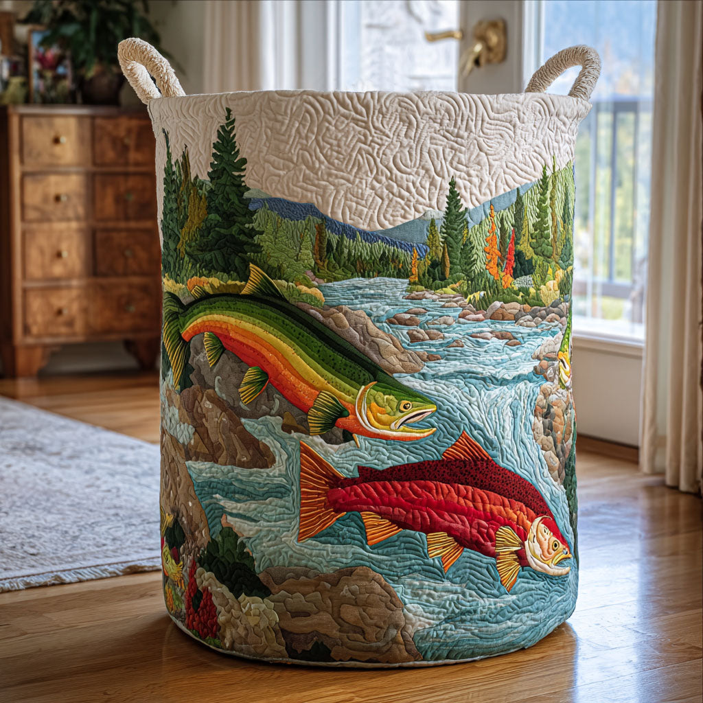 Forest Brook Trail Quilted Laundry Basket NCU0PTT1731