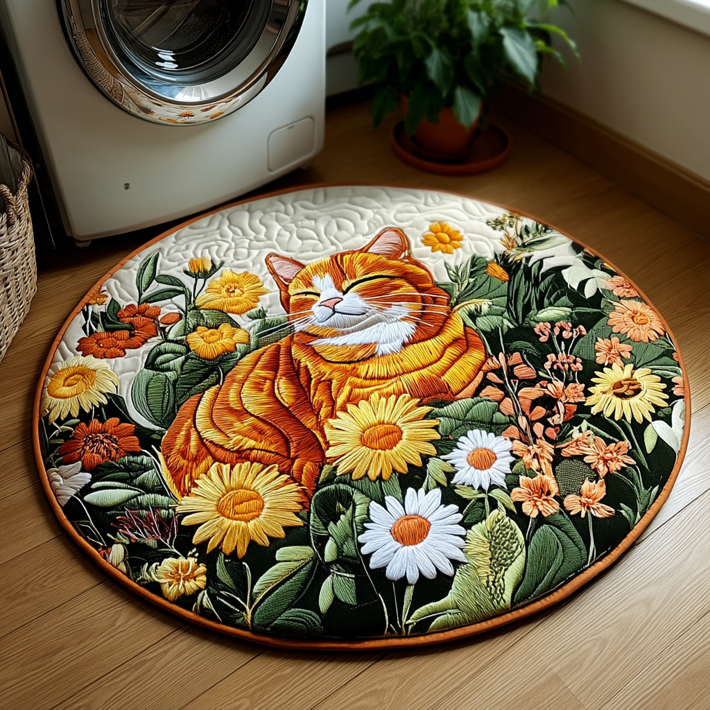 Forest Cat Quilted Round Mat NCU0DDK758