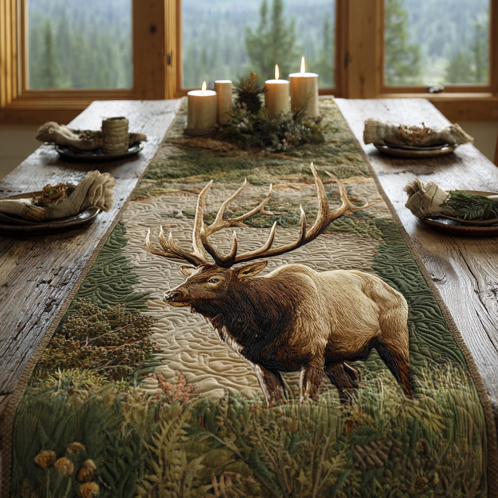 Forest Elk Quilted Table Runner NCU0DV1151