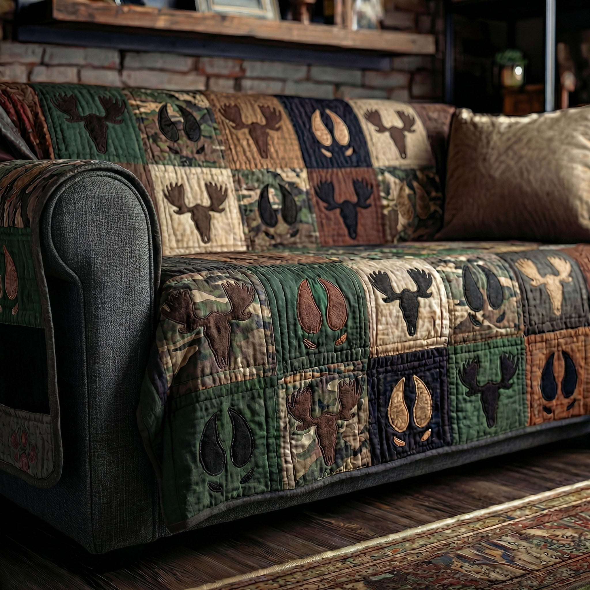 Forest Footprint Classic Quilted Sofa Cover NCU0PTT2944