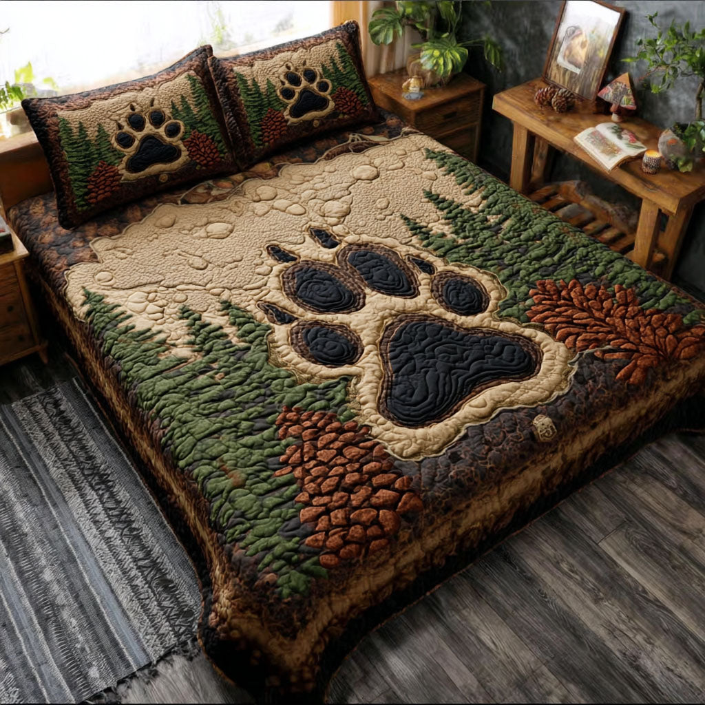 Forest Footprints 3-Piece Quilted Bedding Set NCU0PTT2685