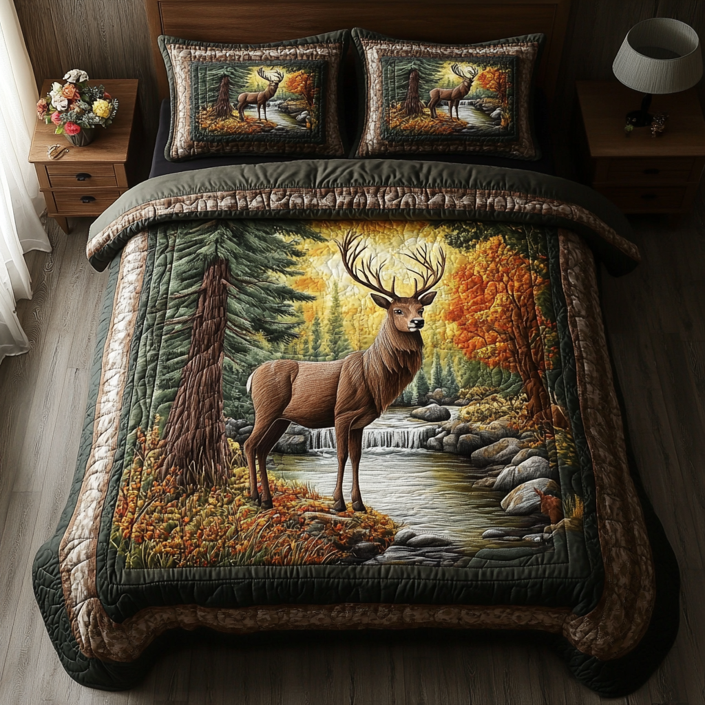 Forest Majesty 3-Piece Quilted Bedding Set NCU0DK2561