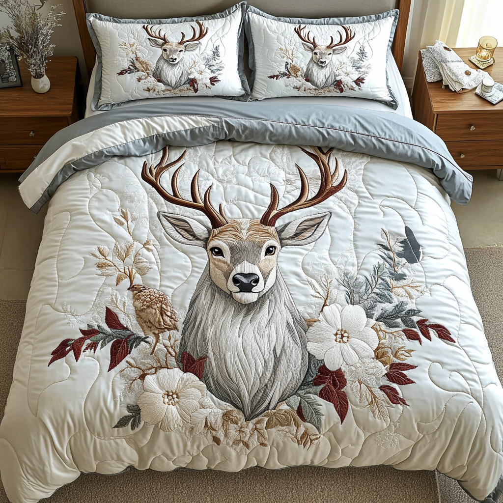 Forest Whisper 3-Piece Quilted Bedding Set NCU0PVL061