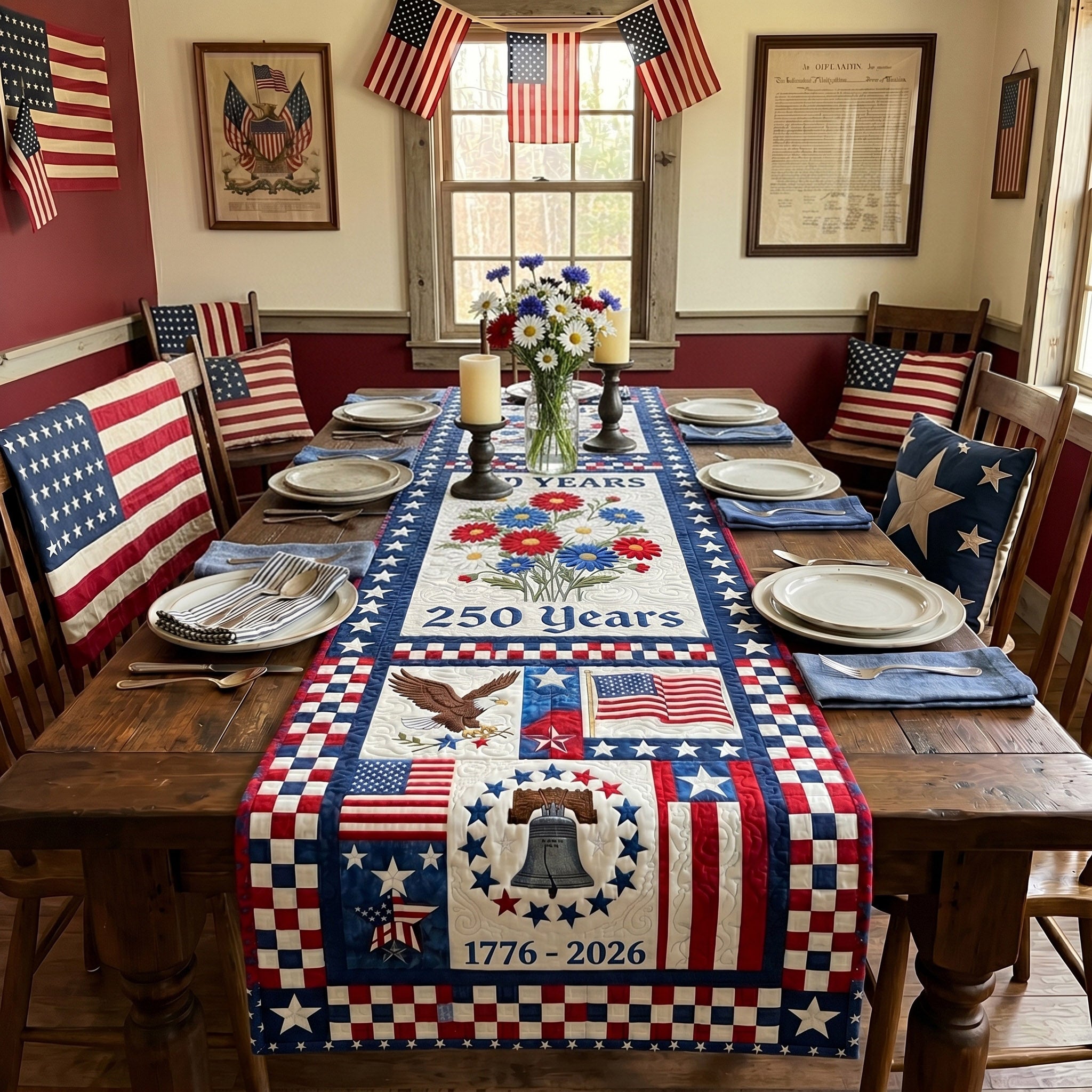 Freedom Celebration Quilted Table Runner NCU0DV2117