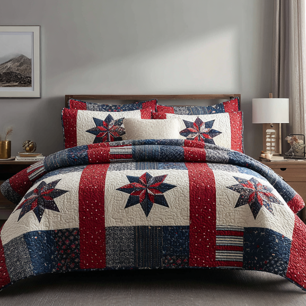 Freedom Star 3-Piece Quilted Bedding Set NCU0NVH900