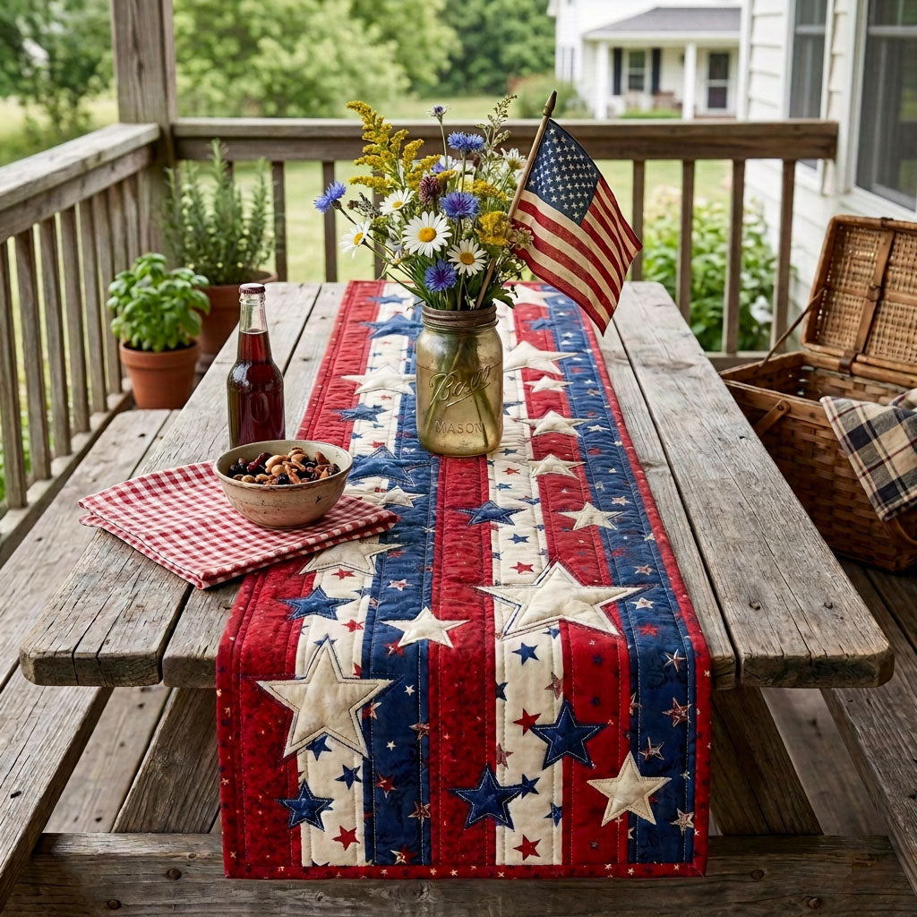 Freedom Stars Quilted Table Runner NCU0NTD1740