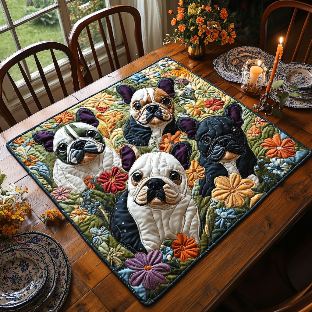 Frenchie Charm Quilted Table Topper NCU0DV758